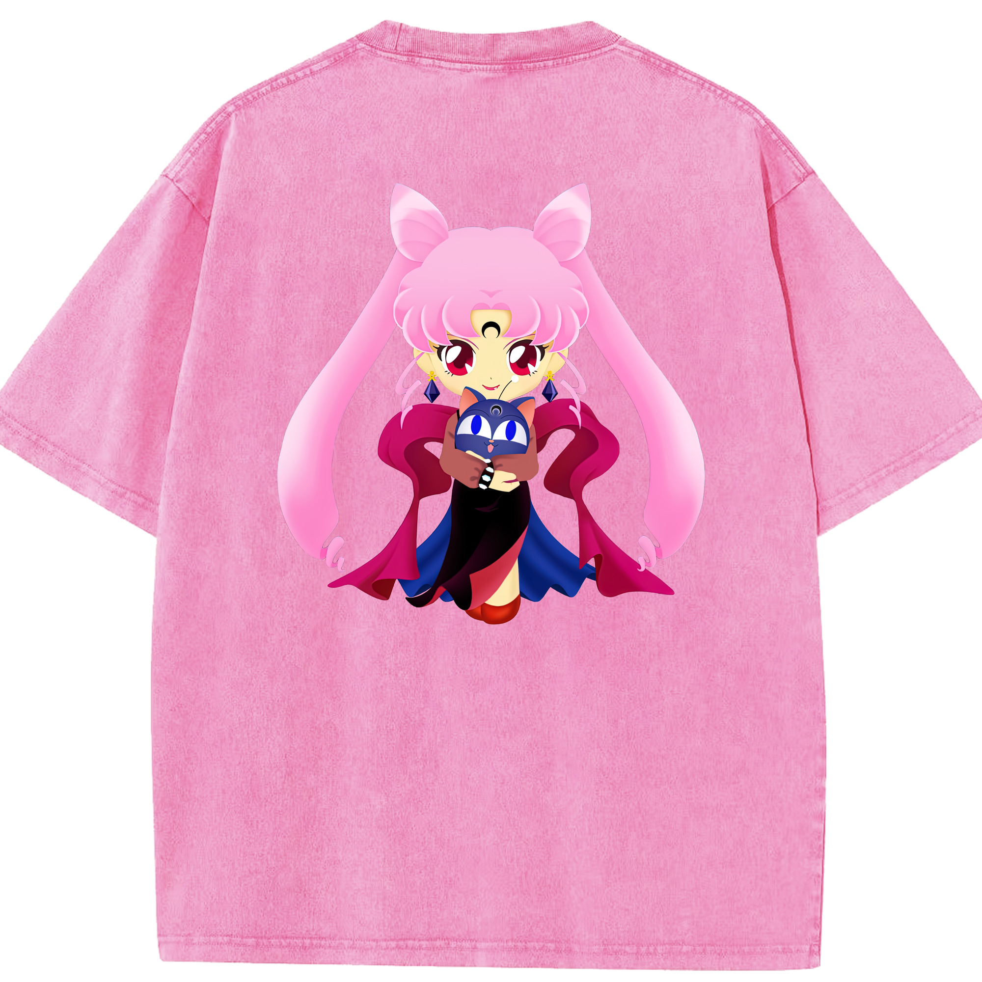 （画像用） 美少女戦士セーラームーン ちびうさ Sailor Moon Chibiusa Tsukino Usagi Small Lady Serenity 綿100% ヴィンテージ風 半袖Tシャツ（背面プリント）